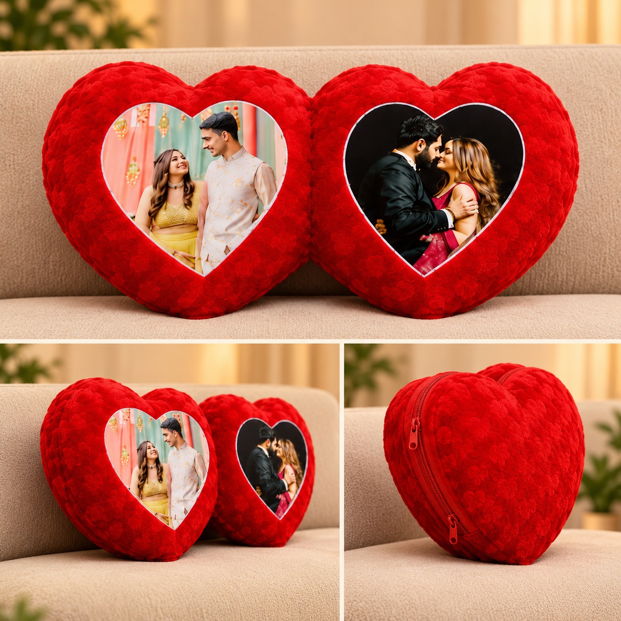 PL7 Double Heart Pillow 16x16